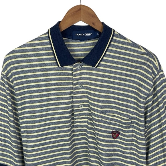 PO841 Men’s Polo Ralph Lauren Designer Striped Short Sleeve Polo Shirt L - Picture 2 of 4